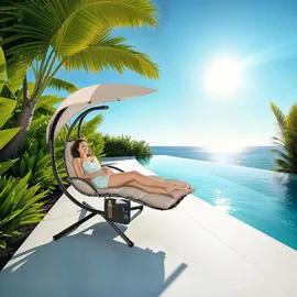 Tectake tectake® Hängeliege, großes Sonnendach und Seitentasche