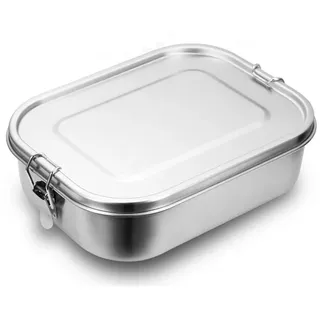 Clanmacy Lunchbox 800-1400ml Brotdose edelstahl dose BPA frei Lunchbox Thermo Büro Dicht silberfarben
