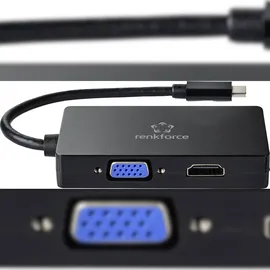 Renkforce RF-4633066 USB-C® / HDMI / DVI / VGA Adapter [1x USB-C® Stecker - 1x VGA-Buchse, HDMI-Buchse, DVI-Buchse 24+5pol.] Schwarz