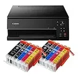 IC-Office TS6350a Farbtintenstrahl-Multifunktionsgerät All-in-One 3-in-1 (Drucker, Scanner, Kopierer, USB, WLAN, Apple AirPrint) Schwarz + 10 XXL Tintenpatronen