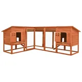 vidaXL Kleintierkäfig Kaninchenstall mit Freilauf 250 x 105 x 0 cm braun