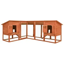 vidaXL Kleintierkäfig Kaninchenstall mit Freilauf 250 x 105 x 0 cm braun