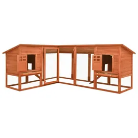 vidaXL Kleintierkäfig Kaninchenstall mit Freilauf 250 x 105 x 0 cm braun