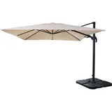 MCW Ampelschirm A96 3x3m Alu/Stahl Creme mit Ständer