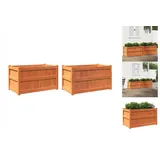 vidaXL Pflanzkübel 2 Stk. Wachsbraun Massivholz Kiefer 837464