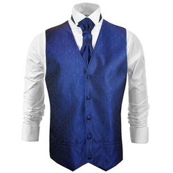 Paul Malone Anzugweste Herren Hochzeitsweste mit Plastron Set 2tlg Ornamente – Bräutigam (Set, 2-tlg., mit Weste und Plastron) royal blau V8, Gr. 64 (5XL) blau 64