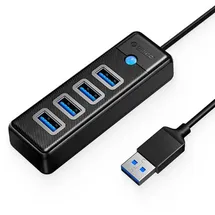 ORICO PW4U-U3-015-BK-EP Hub Adapter USB auf 4x USB 3.0, 5 Gbps, mit 4 USB 3.0-Anschlüssen 0,15m Schwarz