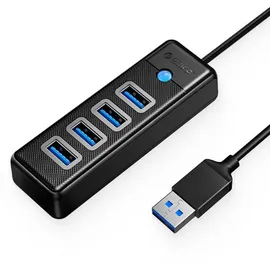 ORICO PW4U-U3-015-BK-EP Hub Adapter USB auf 4x USB 3.0, 5 Gbps, mit 4 USB 3.0-Anschlüssen 0,15m Schwarz