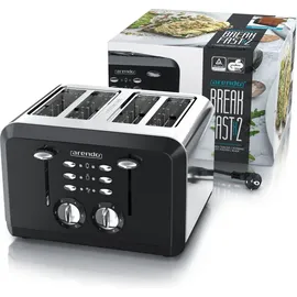 Arendo - Automatik Toaster 4 Scheiben in Edelstahl - bis zu vier Sandwich und Toast-Scheiben - Bräunungsgrad 1-6 - Aufwärm- und Auftaufunktion