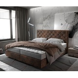 DeLife Boxspringbett Dream-Great 180x200 cm Braun Vintage mit Matratze und Topper - Braun