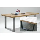 Esstisch 240x100cm Eiche durchg. Lamelle U-Gestell Schwarz NEU/OVP