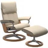 Stressless Stressless® Relaxsessel »Admiral«, (Set, Relaxsessel inkl. Hocker), mit Signature Base, Größe M & L, Gestell Eiche, beige