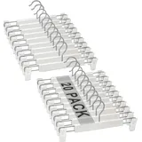 Famanu Hosenbügel Set von 20 mit verstellbaren Clips, rutschfest und platzsparend, weiß