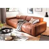 KAWOLA Big Sofa PALACE 3-Sitzer mit Sitztiefenverstellung Leder brandy