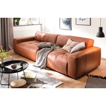 KAWOLA Big Sofa PALACE 3-Sitzer mit Sitztiefenverstellung Leder brandy