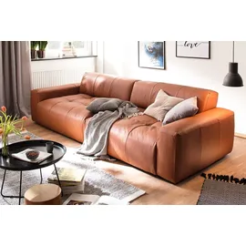 KAWOLA Big Sofa PALACE 3-Sitzer mit Sitztiefenverstellung Leder brandy