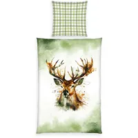 Herding Home Edition Winterbettwäsche-Set Hirsch, + 80-x-80-cm-135-x-200-cm