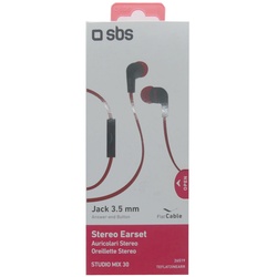 SBS Stereo Earset Studio Mix 30 Kopfhörer Klinkenstecker In-Ear rot