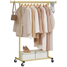 Songmics Garderobenständer Ausziehbar Gold