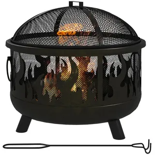 Outsunny Feuerschale Feuerkorb Feuerstelle mit Funkenschutz Grillrost Garten BBQ