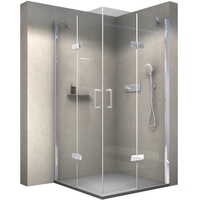 BERNSTEIN Duschkabine mit Drehtür Eckeinstieg Dusche EX809 - Nano Hebe-Senk-Mechanismus ESG-Sicherheitsglas - Duschwand 80 x 80 x 195 cm