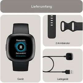 Fitbit Versa 4 aluminium graphit schwarz/schwarz