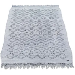 Badematte TOM TAILOR HOME "Vintage Wash", grau, H:6mm, Baumwolle, Badematten, Badteppich, Uni Farben, Rauten Muster, mit Fransen, reine Baumwolle