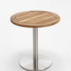 Klapptisch Bistro Edelstahl rund - 70 cm rund Teak natur