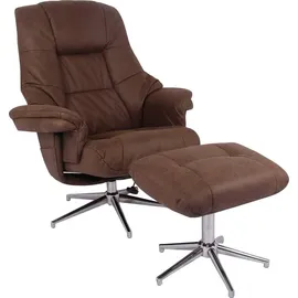 Duo Collection Relaxsessel Burnaby, mit Hocker und Relaxfunktion, 360 Grad drehbar, braun