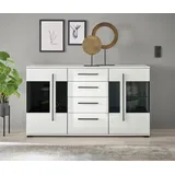 INOSIGN Sideboard »Cantara, moderner Schrank, Kommode in Eiche Evoke oder weiß« schwarze Stangengriffe, ausreichend Stauraum, vielseitig einsetzbar, weiß
