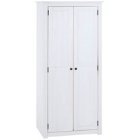 CARO-Möbel Kleiderschrank PAULO Garderobenschrank mit Kleidertstange, Landhausstil aus massiver Kiefer weiß