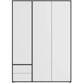 Rauch Möbel Drehtürenschrank »Kleiderschrank Schrank Garderobe Wäscheschrank NABILA viel Stauraum«, in Germany, Schlafzimmer, Kleiderschränke, 3-türig, 2 Schubladen, Push-to-Open Farbe Weiß/Grau metallic, Schwarz, 140x194x53cm