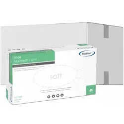 MaiMed® soft Einmalhandschuhe, Latex 74020 , 1 Karton = 10 Packungen = 1.000 Stück, Größe M