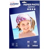 Avery Zweckform AVERY-C 9434-15-25 Blatt Fotopapier, hochglänzend, 200 g/m 2, für Tintenstrahldrucker, hinteres