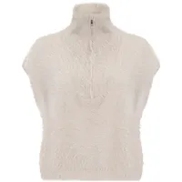 Cartoon Damen Strickpullunder mit Reißverschluss 40, Beige - 40