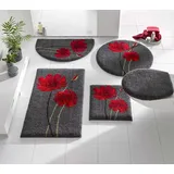 Badematte GRUND Gr. 9, bunt (anthrazit, rot), WC-Vorleger rechteckigmit Ausschnitt (45cm x 50cm) WC-Deckelbezug (47cm x 50cm),, Badematten