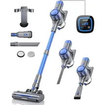 BuTure Akku Staubsauger 450W/38000pa,Staubsauger Kabellos bis zu 55 Min. Laufzeit,Kabelloser Staubsauger mit Touchscreen,Anti-Tangle-Bodenbürste,