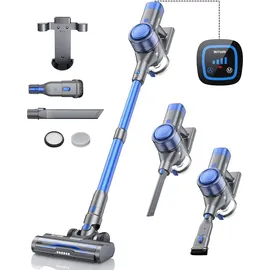 BuTure Akku Staubsauger 450W/38000pa,Staubsauger Kabellos bis zu 55 Min. Laufzeit,Kabelloser Staubsauger mit Touchscreen,Anti-Tangle-Bodenbürste,