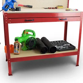 BITUXX Werktisch Metall 115 x 55 x 140 cm Rot