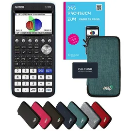 Casio fx-CG50 inkl. Schutztasche Türkis & Fachbuch (92 Seiten, DIN A4) – Grafikrechner – Smart Set