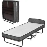 Edward Bed & Bath klappbares Gästebett mit Rollen, 90x200 cm, 14 cm Federkernmatratze (fest), platzsparend, stabil und belastbar, Klappbett, dunkelgrau