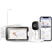 Hubble Connected Nursery Pal SkyView Baby Monitor with Camera, 5 Inch Screen, Cot Mount, 7 Colour Night Light, Infrared Night Vision, Two-Way Call, Room Temperature Sensor and Smartphone App