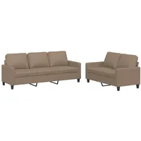 VidaXL 2-tlg. Sofagarnitur mit Kissen Cappuccino-Braun Kunstleder