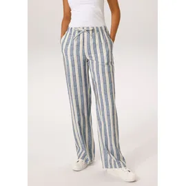 Aniston CASUAL Schlupfhose Casual Streifen-Dessin Beige/Jeansblau 46