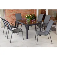 Merxx Amalfi Gartenmöbel Set 7-tlg. Ausziehtisch 200 x 90 cm grau