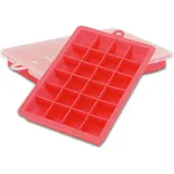 Intirilife 2x Eiswürfelformen in ROT - 2er Set à 24 Fächer Eiswürfel Silikonformen mit Deckel - 18 x 13 x 2.5