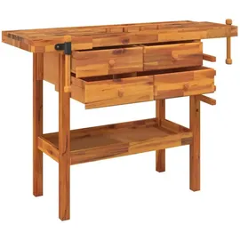 vidaXL Werkbank mit Schubladen Schraubstöcken 124x52x83 cm Akazienholz