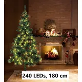 Infactory Künstlicher Weihnachtsbaum LEDs und 70 Ästen, 225 cm, grün