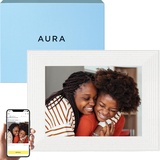 Aura Mason Intelligenter digitaler Bilderrahmen 9 WLAN Cloud Digitaler Fotorahmen, Kostenloser unbegrenzter Speicherplatz, Fotos von überall aus senden – White Quartz