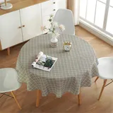 Runde Tischdecke Abwaschbar Baumwolle Leinen Tischtuch, Treer Staubdicht Pflegeleicht Einfache Geometrie Tischdecken Nordischen Stil für Home Küche Party Tischdecke Decor (Grau,Durchmesser 150cm)